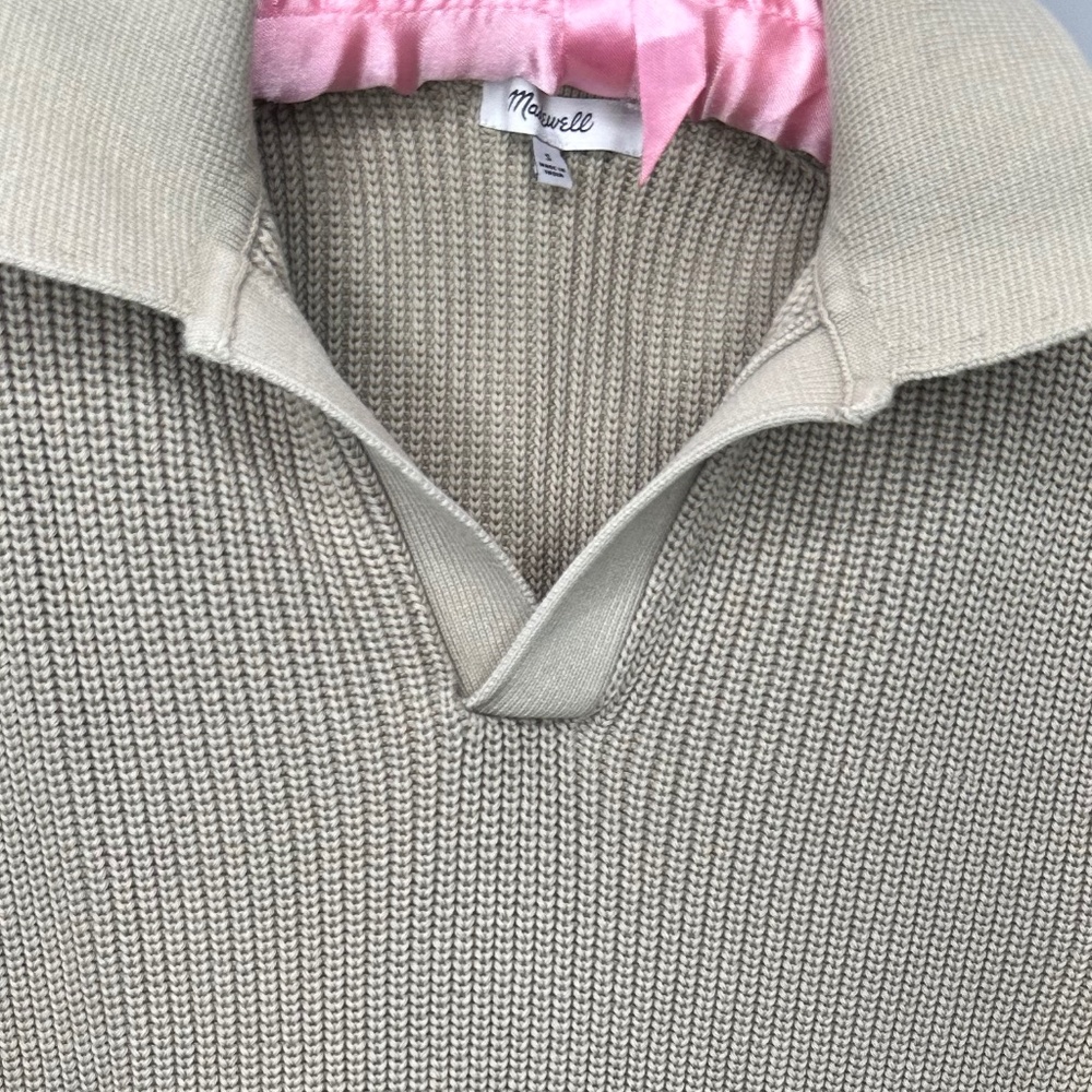 Cotton Shaker Stitch Johnny-Collar Sweater Polo Small Mens 100% cotton - Picture 3 of 6